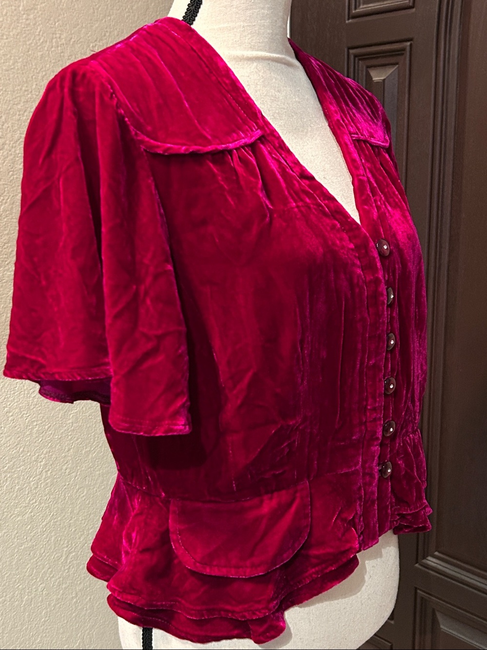 Vintage Raspberry Silk Velvet Top - Picture 4 of 11